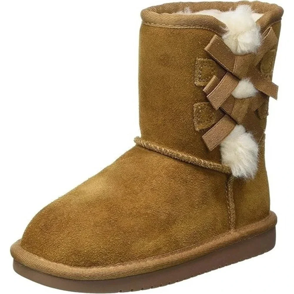 Koolaburra by UGG Victoria Toddler Girls Chestnut Suede Bow Boots Size 5